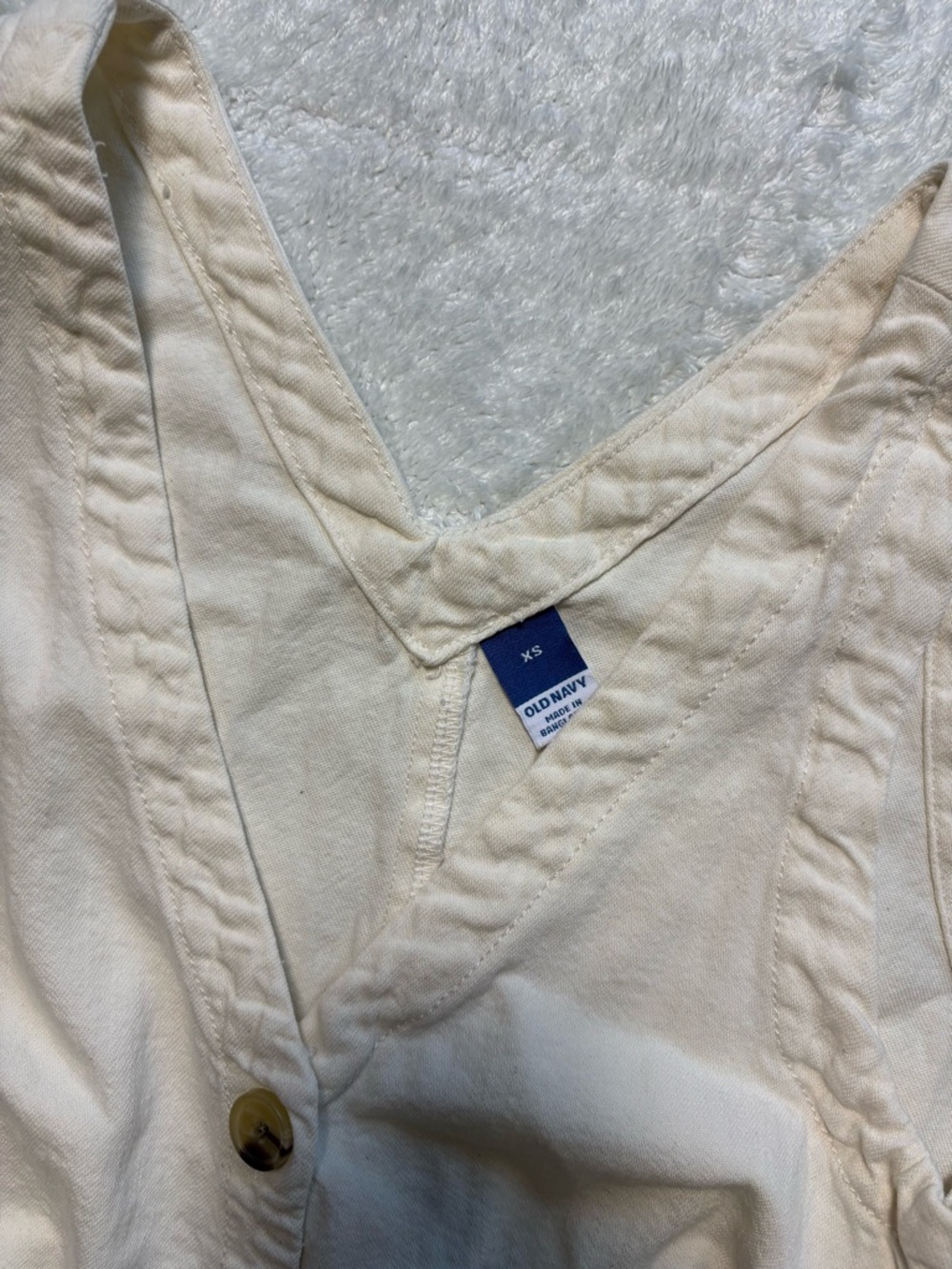 Old Navy Cream Button-Front V-Neck Tank Dress - Picture 3 of 3